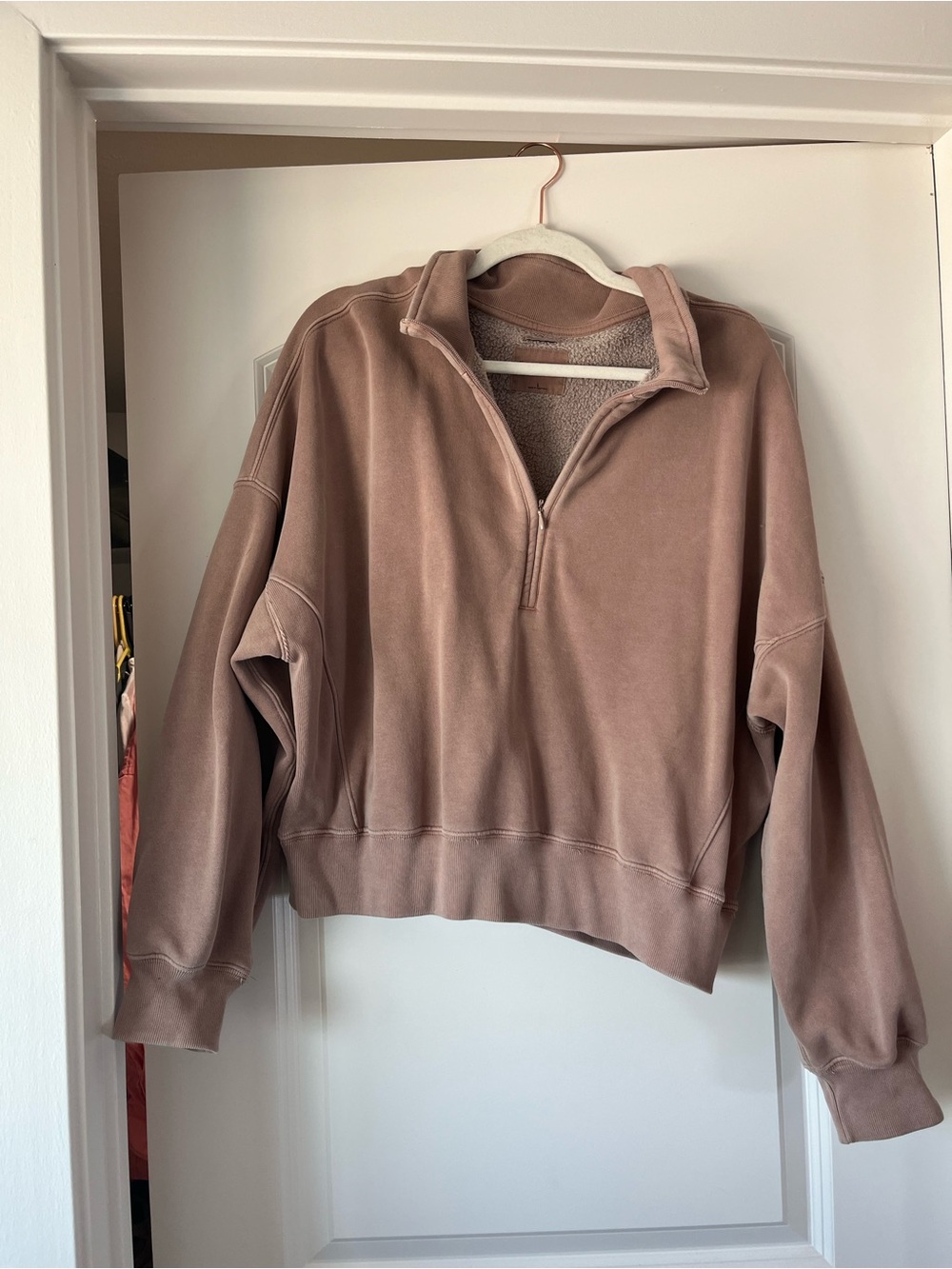 Abercrombie Half-Zip Pullover Sweatshirt - Mauve Brown
